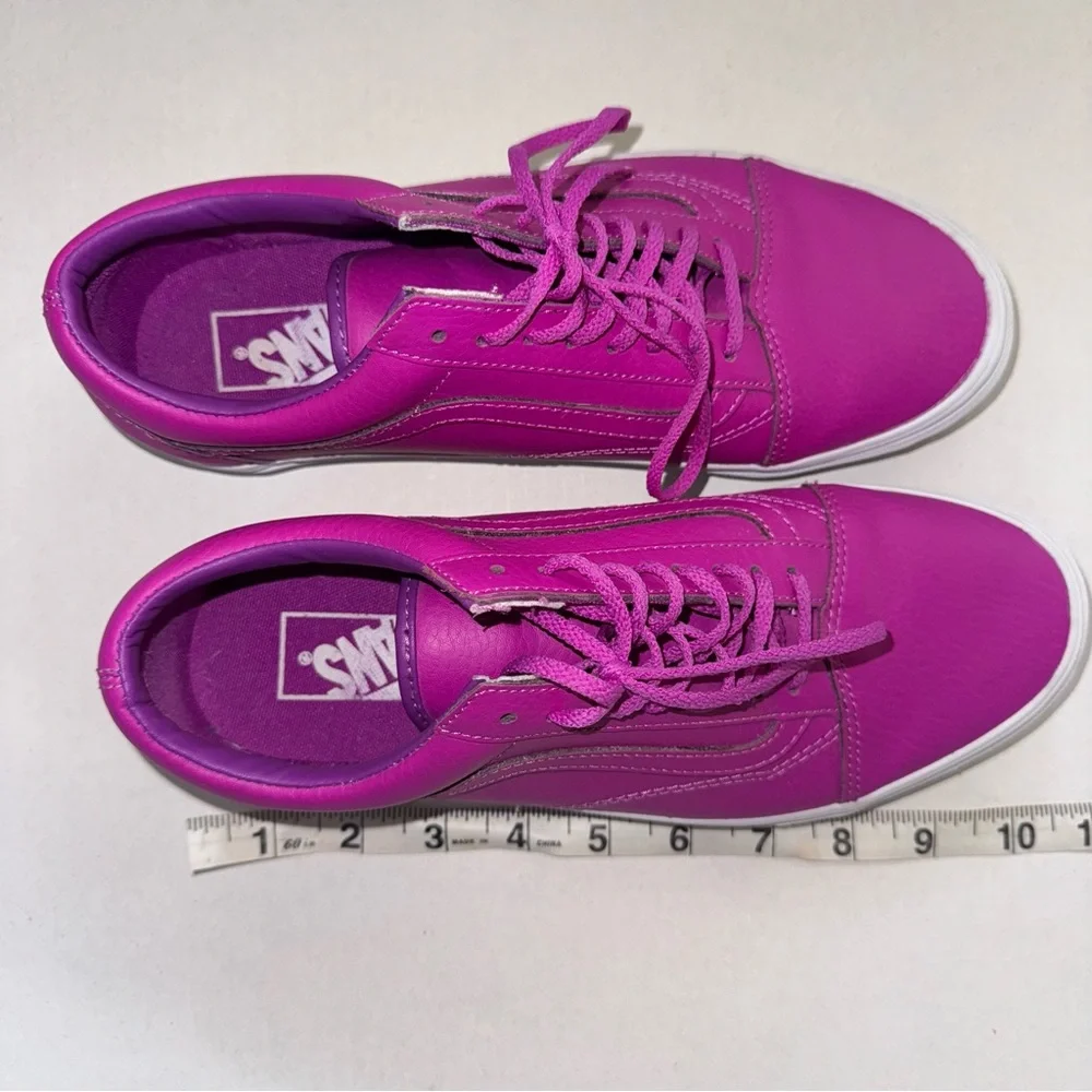 Vans Leather Old Skool Women's Fuchsia Sneakers - Picture 10 of 13